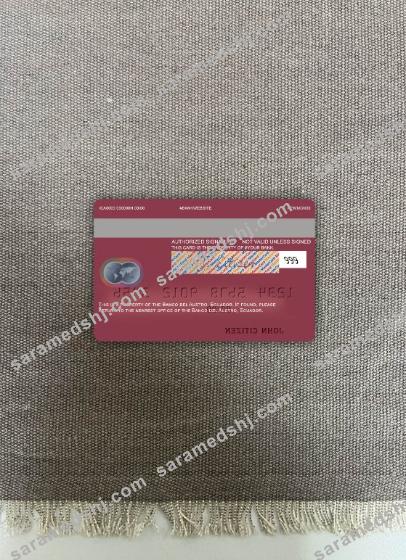Ecuador Banco del Austro mastercard photolook back